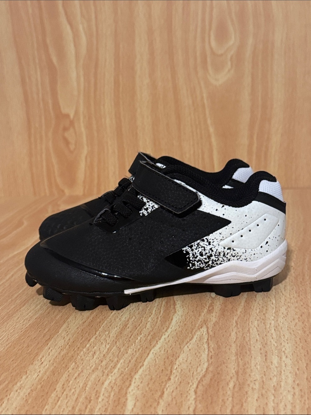 Kids Black and White CLEATS Shoes - 10C